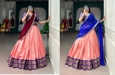 Traditional Look Kanchipuram Lehenga Choli With Dupatta For Functional Wear