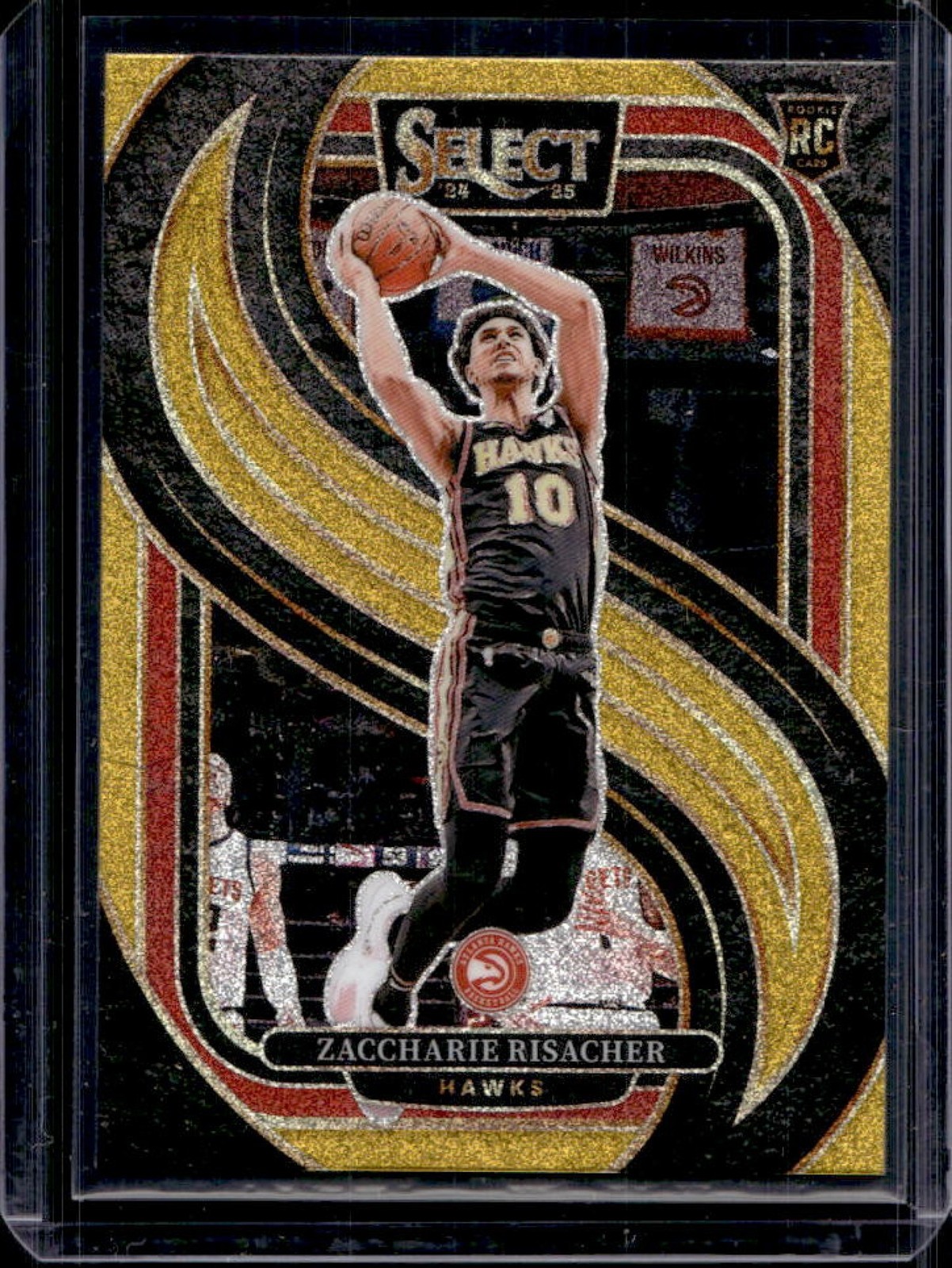 2024-25 Select Zaccharie Risacher Premier RC Gold Glitter Prizm #180 Hawks