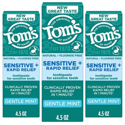 Tom's of Maine Rapid Relief Plus Sensitive Teeth 4.5 Ounce (Pack 3)