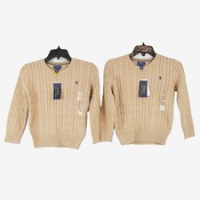 Polo Ralph Lauren Cable-Knit Cotton Sweaters In New Camel - Boys Size 6 Lot of 2