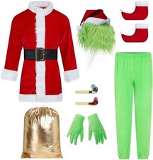 Christmas The Grinch Complete Costume Santa Claus Costume Adult SIZE: M - 2XL 