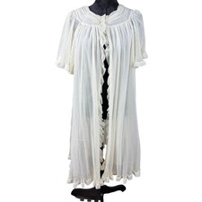 Vintage Evette Lingerie Womens Size M Chiffon Peignoir Sheer Accordion Pleat