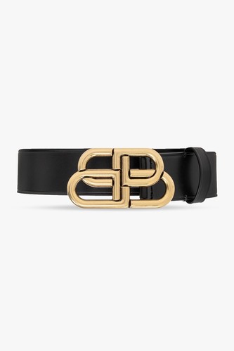 BALENCIAGA Black Leather Monogram Belt New & Authentic