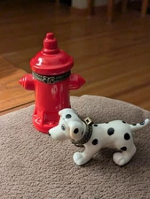 Fire Hydrant Hinged Trinket Box & Dalmation Dog Hinged Trinket Box. Set of 2