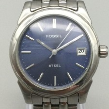 Fossil Mens Watch 35mm Blue Dial Stainless Bracelet FS-2643 New Battery 6.75"