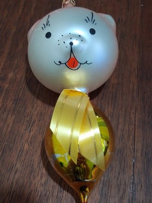 Vintage Columbia Glass Ball Bear Ornament