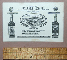 Vintage Foust Distilling Company Business Card Glen Rock, Pennsylvania