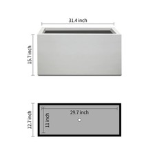 Kante Rectangular Pure White Concrete Metal Indoor Outdoor