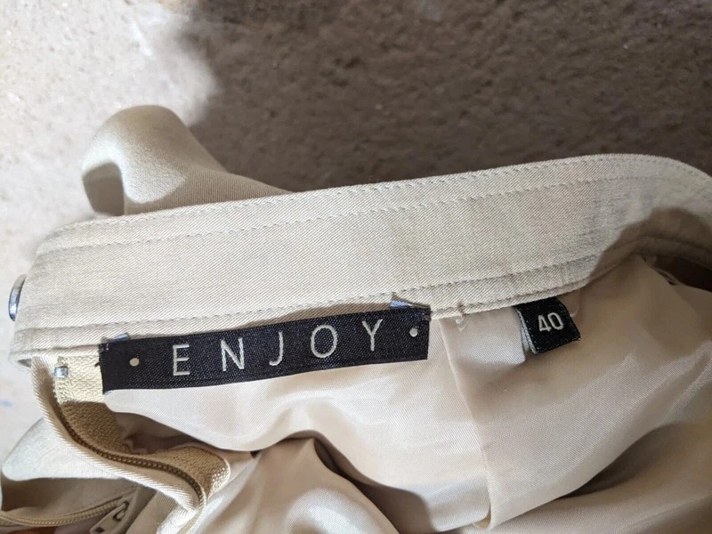 Enjoy Taille 40 jupe taille haute doublée beige crème polyester mélangé - Photo 3/3