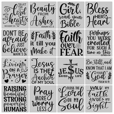 16PCS Christian Inspirational Stencils 7.9 inches x inches, white