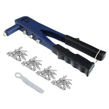 HEAVY DUTY 4 NOZZLE HEAD HAND POP RIVETER TOOL RIVET GUN PLUS 75 ASSORTED RIVETS