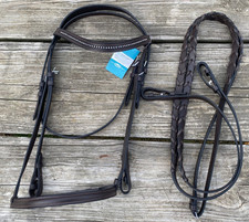 English bridle w/crystal brow band Havana brown leather
