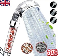 New Shower Head 3 Mode High Pressure 40% Water Saving Filters Adjustable Ionic