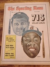 Hank Aaron Hits Hr 715 Cover Apr 20 1974 Sporting News Free Shipping Sn5