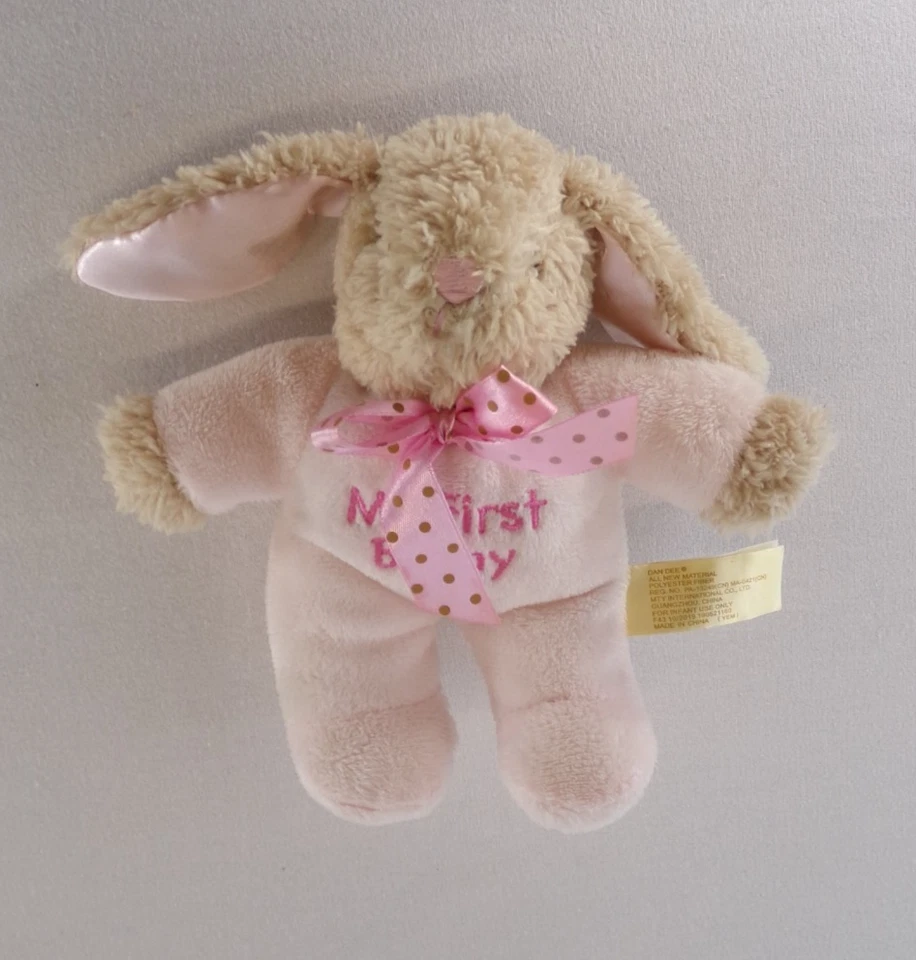 Плюшевая игрушка Dan Dee 8 дюймов My First Bunny Rabbit коричневая розовая погремушка б/у в отличном состоянии - Изображение 3 из 4