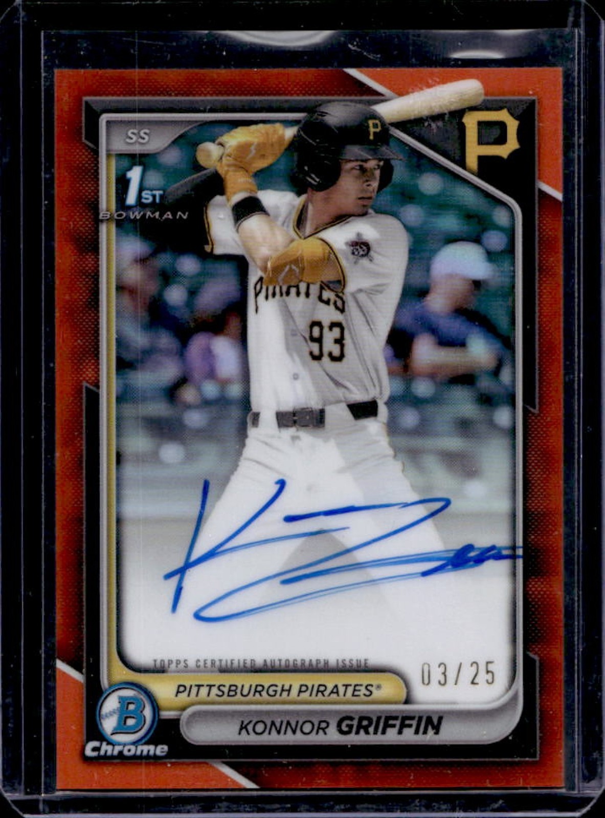 2024 Bowman Draft Konnor Griffin Chrome Auto Orange Refractor 1st #/25 Pirates