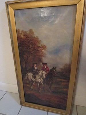 Oil Painting Original By W. H. Moman, Couple In The Ridding Morning 