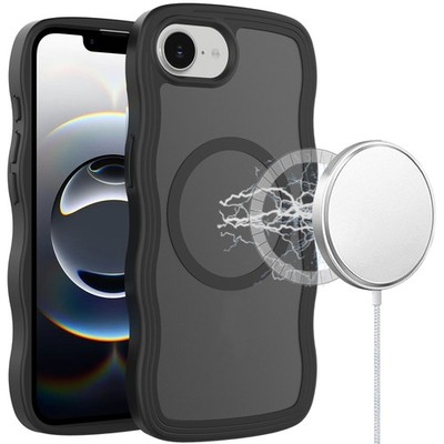 For iPhone 16e/17e Case Wavy Side Grip w/ Magnetic Circle Cover + Tempered Glass