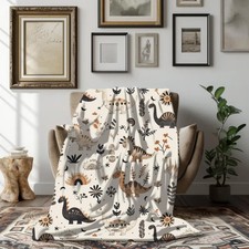 Baby Dinosaur Velveteen Plush Blanket Adorable Kids Theme