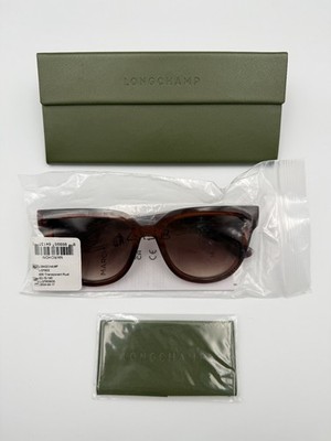 New/Authentic Longchamp Women's Cateye Sunglasses Size Large in Transparent Rust