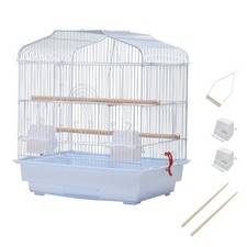 PORTABLE METAL BIRD CAGE WITH PERCHES & FEEDER SMALL BUDGIE CANARY FINCH EXOTICS