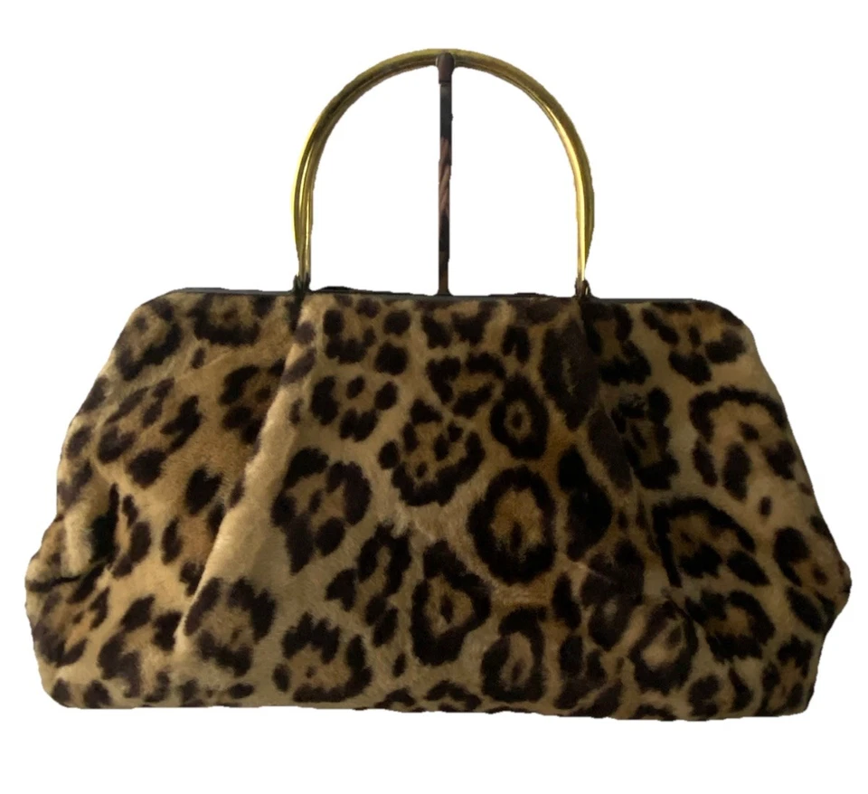 Bolso de mano vintage de cuero sintético con estampado de leopardo RONAY de los años 60 Foto 2 de 4