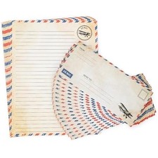 Blue Airmail Paper & Envelopes Set - 60 Pk for Letters, Invitations & Holidays