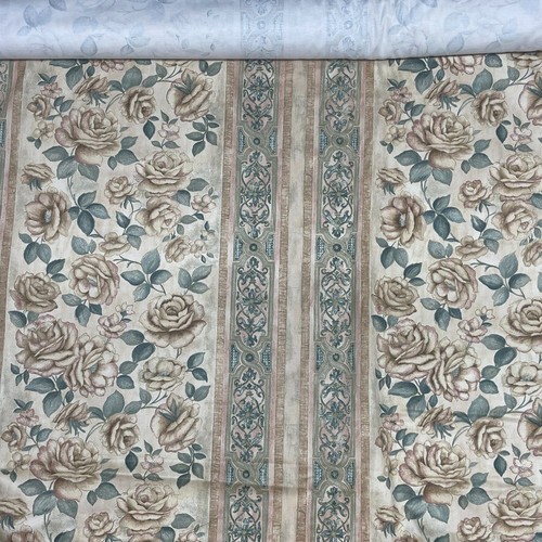 5m Peach Roses Floral Cotton Fabric Curtain Bed Duvet Camper Van Blinds Sofa 54" - Picture 5 of 11