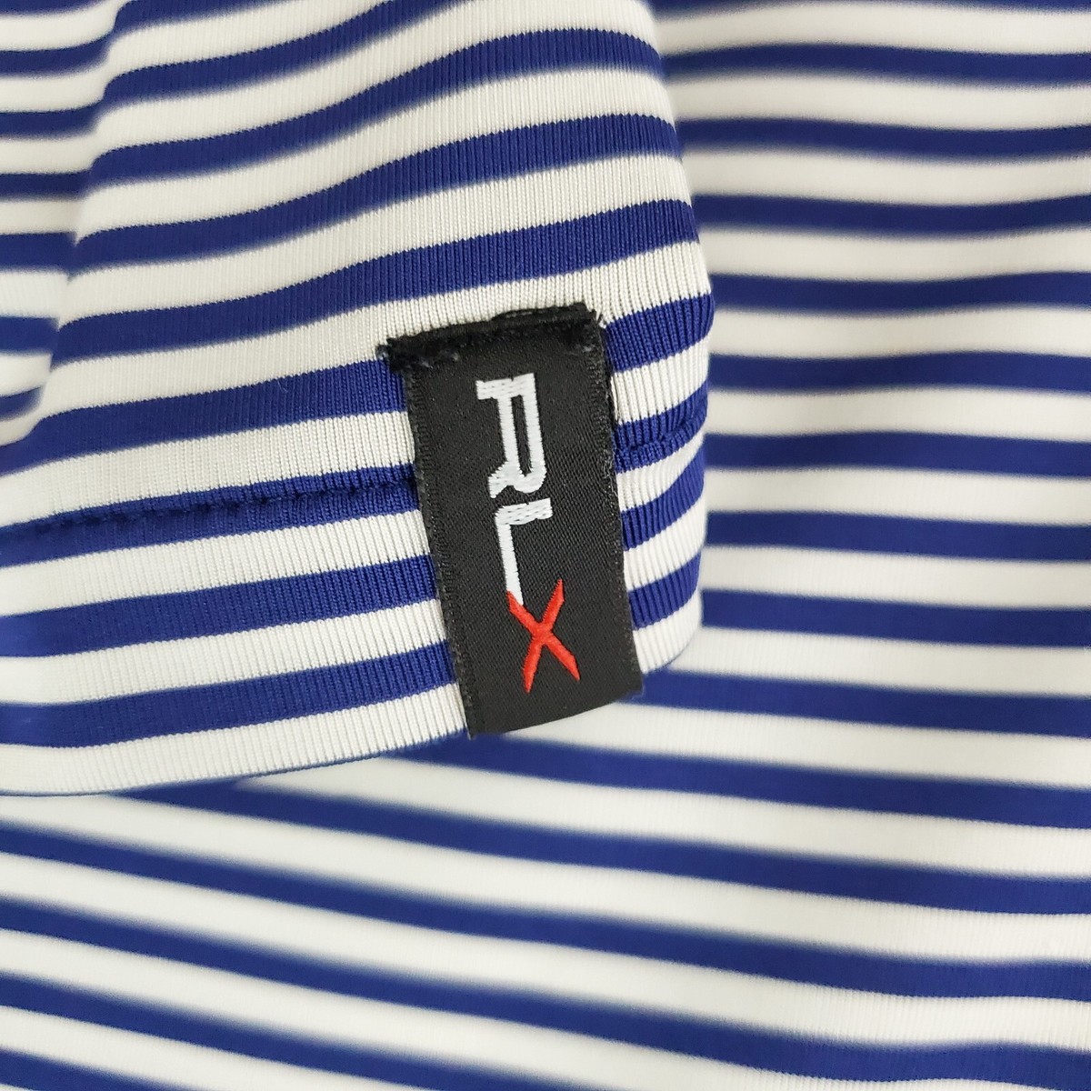 RLX Ralph Lauren Size XL Blue/White Candy Stripe Mens Polo Shirt