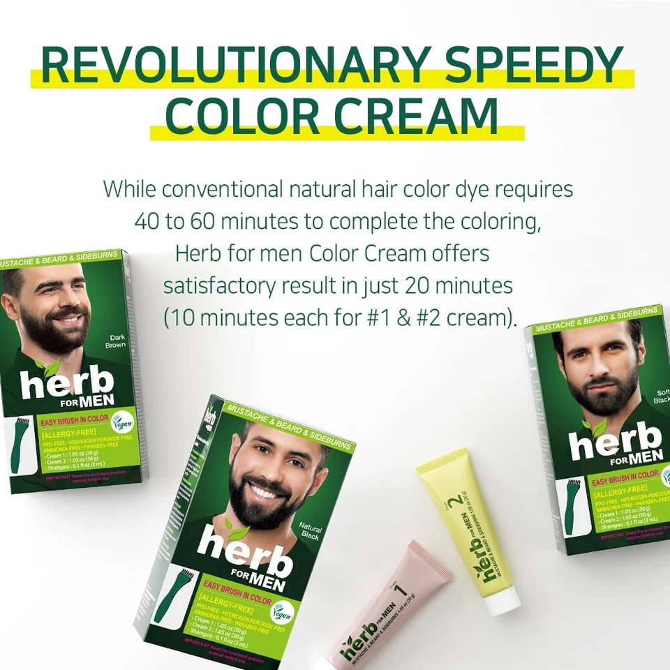 Herb For Men PPD, Allergy Free Beard Mustache Dye Just for Men Vegan Color 2Pack - Image 3 of 4