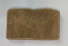 Vintage Beaded Ivory Purse Clutch Made In Japan La Regale 7 in x 4 in Zip Close