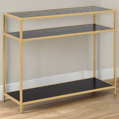 Seaford Konsolentisch Glasplatte Gold Metallgestell Regal Neu 100cm