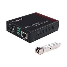 Gigabit Ethernet Media Converter Multimode Dual LC Fiber SFP to RJ45 Converte...