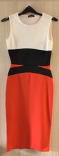 Colour Block Sleeveless Midi Scuba Bodycon Races Party Cocktail Occasion Dress 8