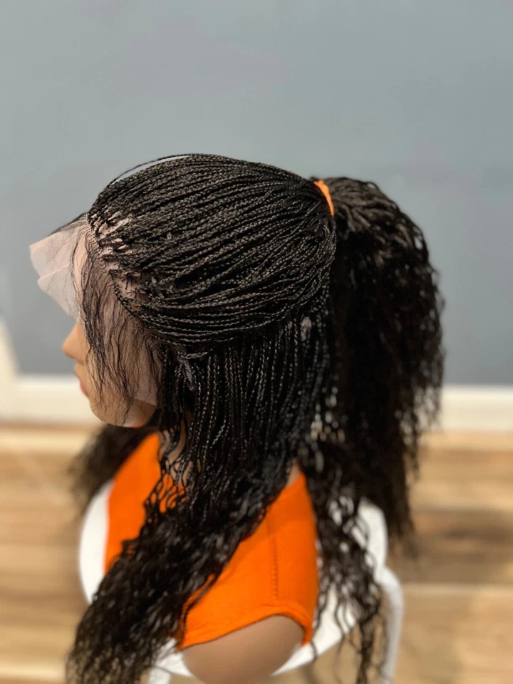 Peluca trenzada: hermosa peluca trenzada hecha a mano, onda de agua hecha en una peluca de encaje completa. Foto 2 de 4