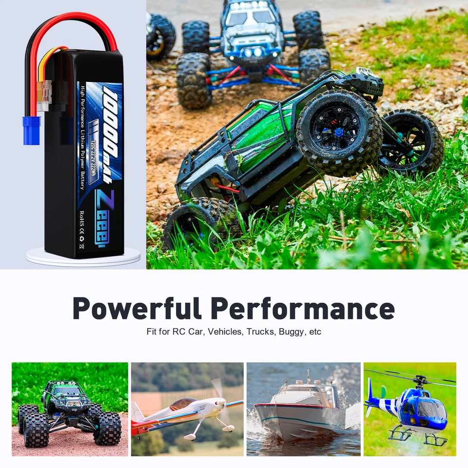 2x Zeee 6S Lipo Akku Batterie 22.2V 10000mAh 120C EC5 für RC Auto Flugzeug Boots - Bild 4 von 4