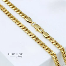 20" Men's Stainless-Steel 8mm Miami Cuban Curb Chain. Gold plated,Unisex.Box