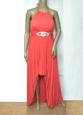 Xscape Mesh Halter Ball Gown High Low Pleat Maxi Dress Size 6 NWOT