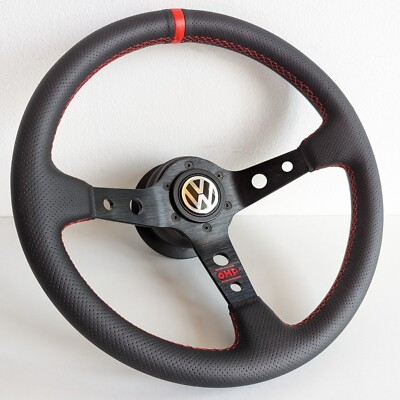 Steering Wheel fits For VW Golf  Scirocco Mk1 Mk2 Deep Dish Red Leather 77-88'