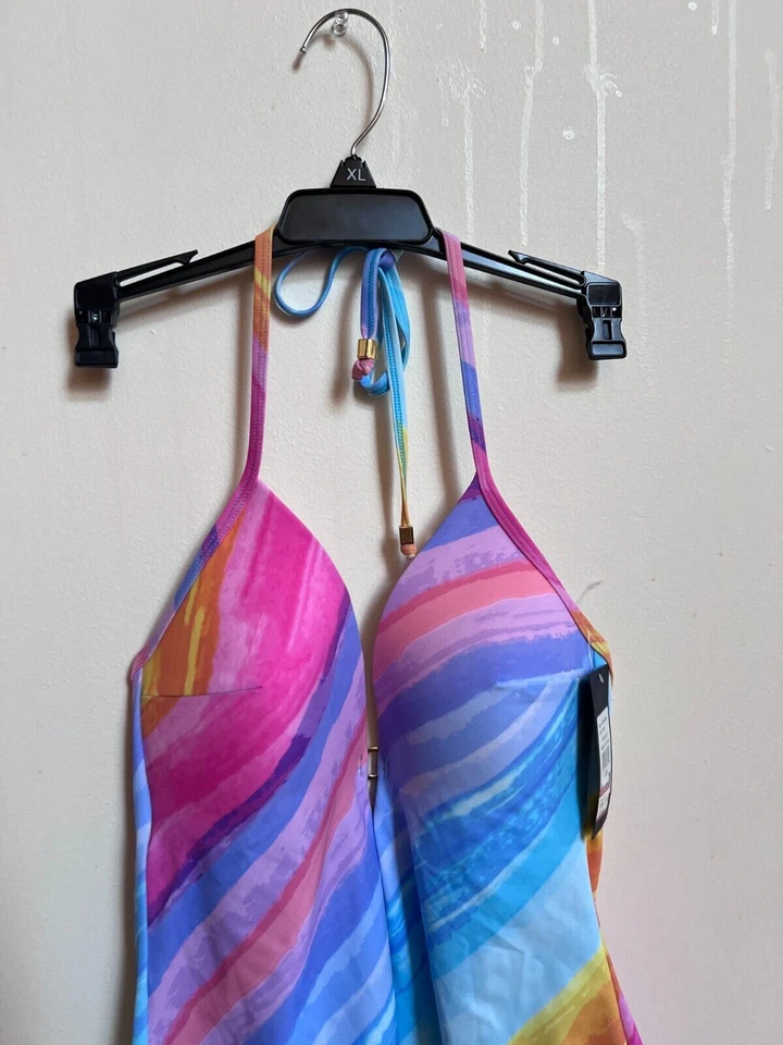 Camiseta Tankini Rachel Roy Para Mujer Correa Estándar con Anillo Circular Halter L Foto 4 de 4