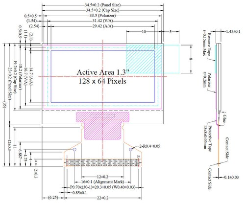 Weiß Seriell SPI I2C 1,3" Zoll 128x64 OLED Modul Display mit Tutorial, SSD1306 - Bild 5 von 5