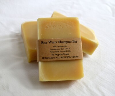 Natürliches Reiswasser Shampoo Bar Bio Inhaltsstoffe Zedernholz Zitronengras Minze