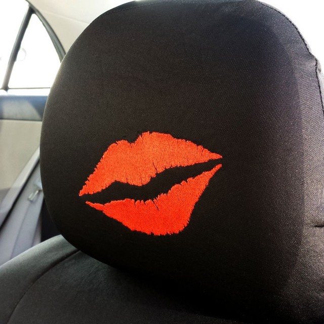 For Jeep New Red Lips Car Truck SUV Seat Covers Headrest Floor Mats