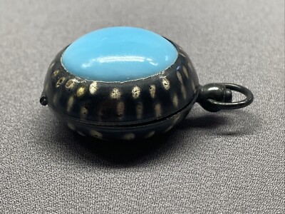 Antique Teal Metal Coin Change Holder Spring-Loaded Round Spotted | eBay