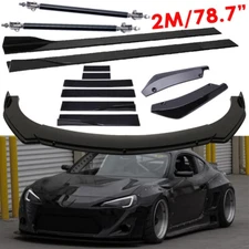 Front Bumper Lip Splitter 78.7" /Side Skirt Strut Rods Body For Toyota 86 GT86