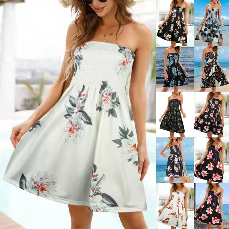 Stylish Women’s Stretch Sundress Tunic Mini Swing Dress for Holidays-image