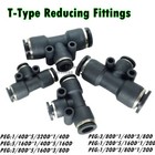 Plastic T-type Tee Reducer Air Push in Fitting Pneumatic Connector Unequal PEG