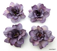 Four 2.5" Mauve Lavender Gray Apple Blossom Silk Flower Hair Clip Lot,PinUp,Updo