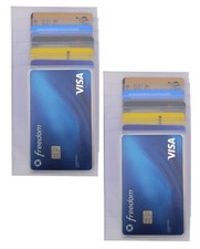 2 Clear Sleeves Plastic 5 page Inserts Long Credit Card Holder Checkbook Card