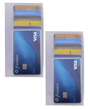 2 Clear Sleeves Plastic 5 page Inserts Long Credit Card Holder Checkbook Card